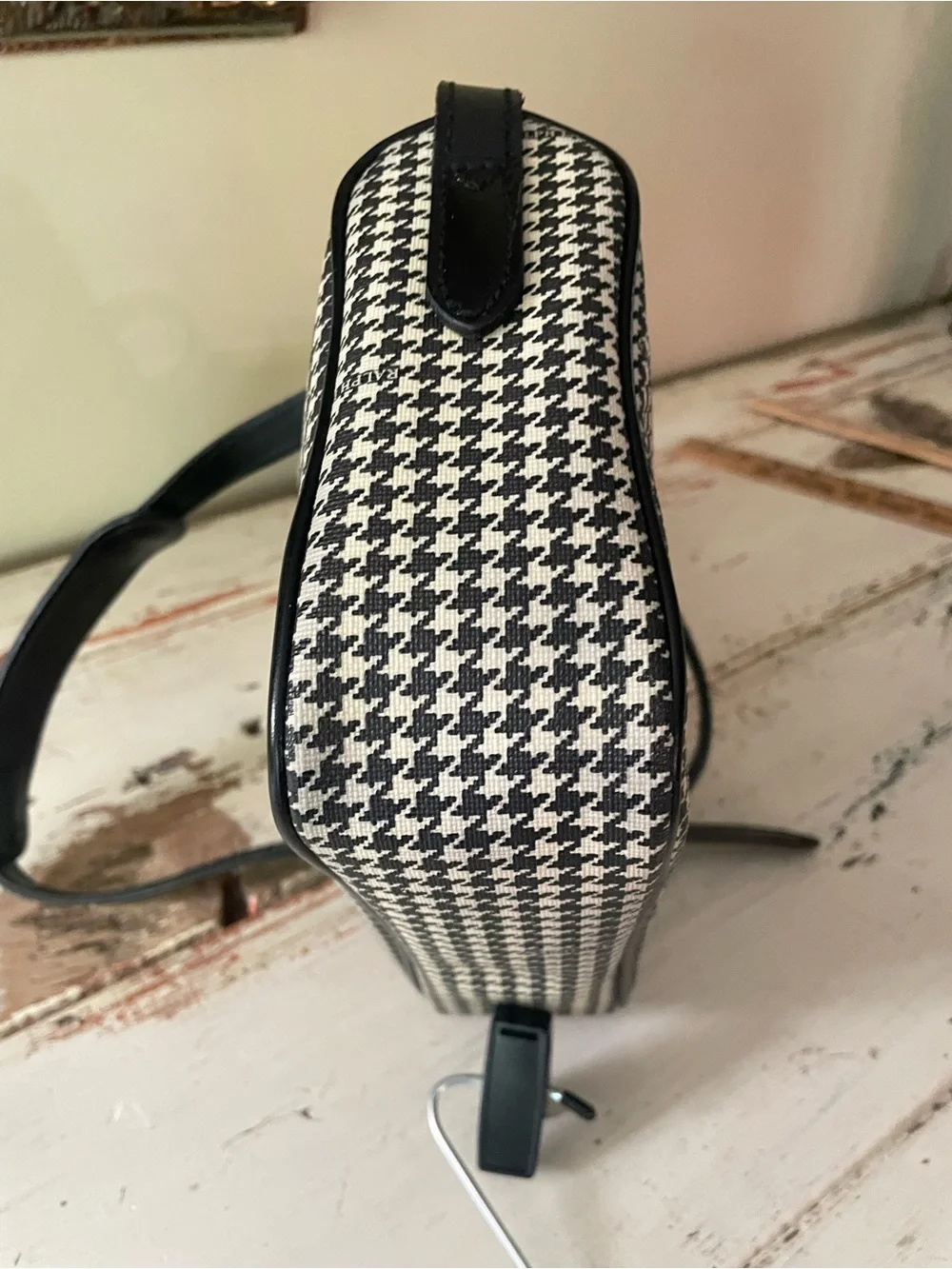 Ralph Lauren Black and White Houndstooth Crossbody